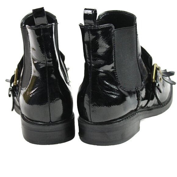 Marc Fisher Brigita Chelsea Kiltie Black Patent Buckle Pull On Boot, Size 7 - Picture 8 of 9